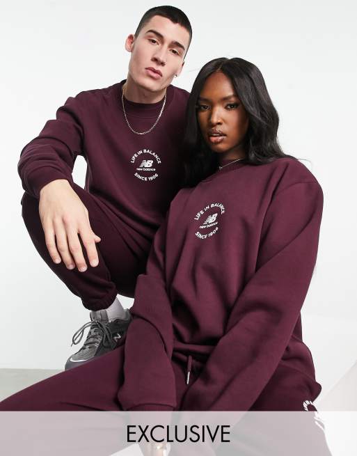 New Balance - Life in Balance - Uniseks sweatshirt in bordeauxrood