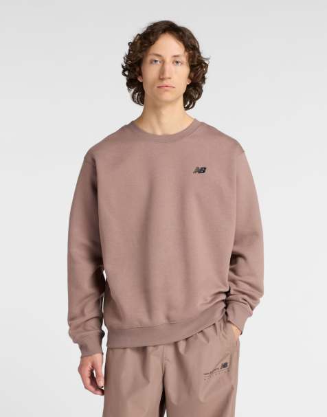 New Balance Linear graphic fleece crew in brown shadow - view 1