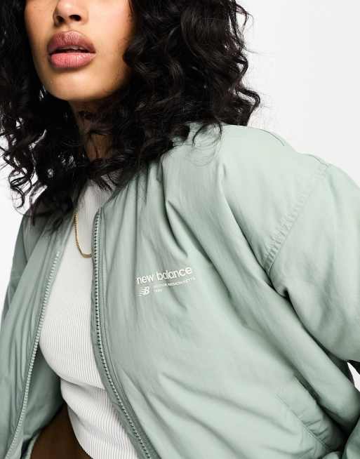 New Balance Linear Heritage bomber jacket in sage