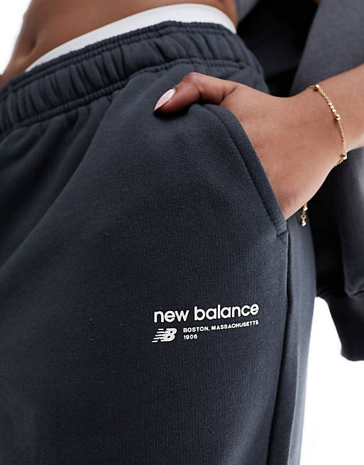 New Balance Linear Heritage brushed back fleece sweatpant in dark gray |  ASOS
