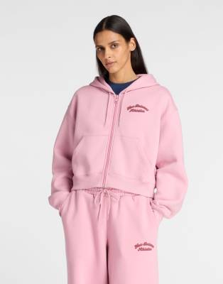 New Balance - Linear Heritage - Fleece-Jacke in Taffy-Rosa mit Reißverschluss