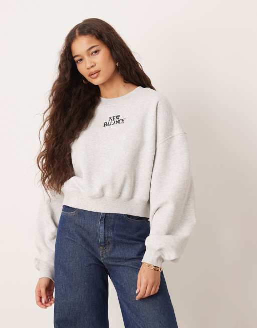 New Balance - Linear Heritage - Fleece sweatshirt in gemêleerd grijs