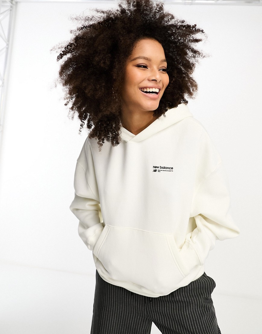 New Balance Linear Heritage oversized hoodie in oatmeal-Neutral