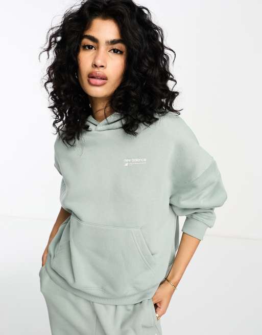 New Balance Linear Heritage oversized hoodie in sage | ASOS