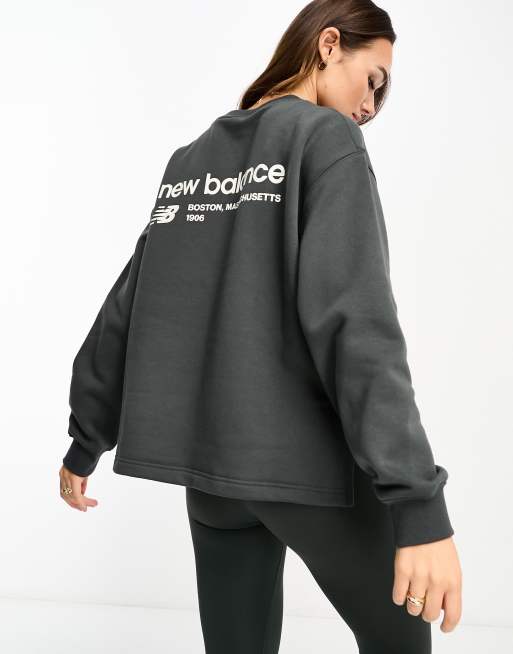 New Balance Linear Heritage oversized sweatshirt in washed black