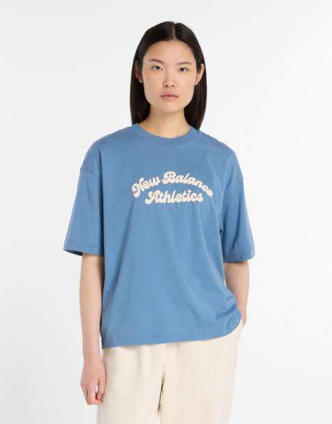 New Balance Linear heritage oversized t-shirt in blue - view 1
