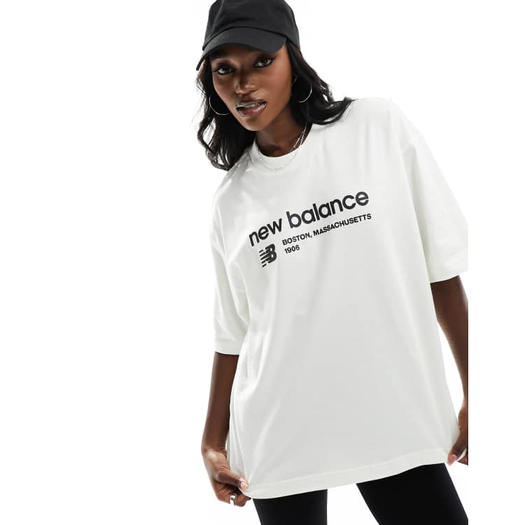 New Balance Linear Heritage t shirt in off white ASOS