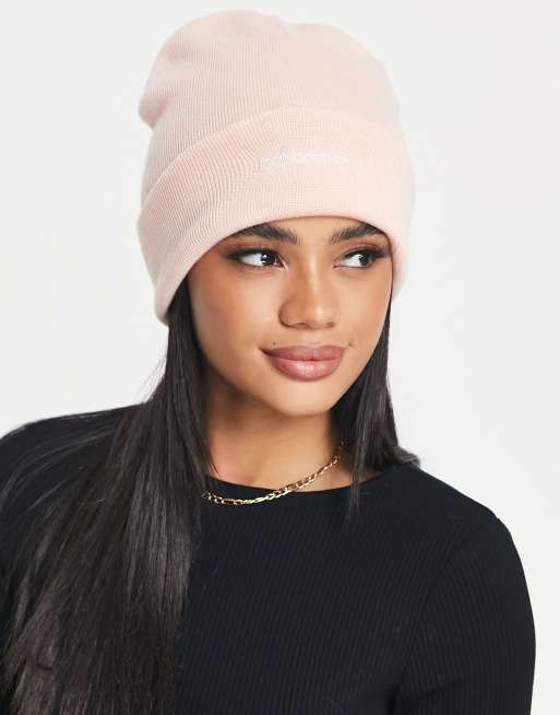 New Balance Linear Logo beanie in pink haze | ASOS