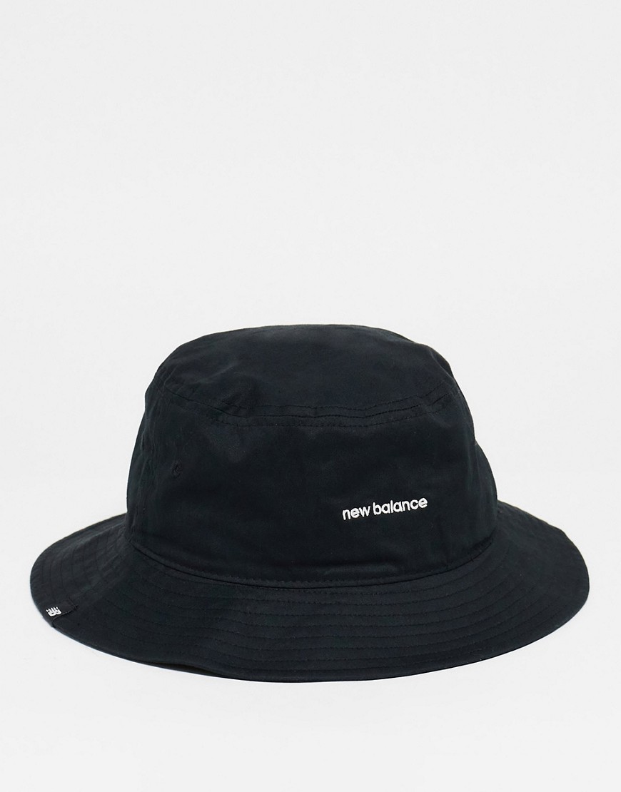 New Balance Linear logo bucket hat in black