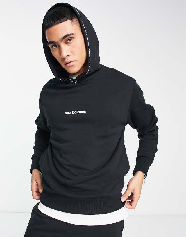 New Balance linear logo hoodie in black