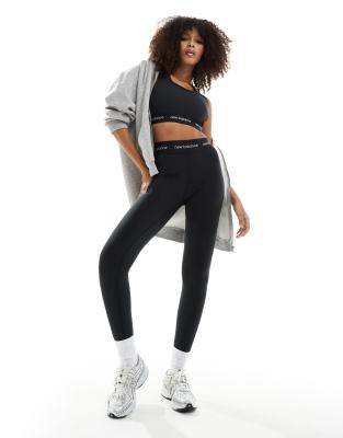 asos New Balance Linear Logo sleek 25 inch high rise leggings in black