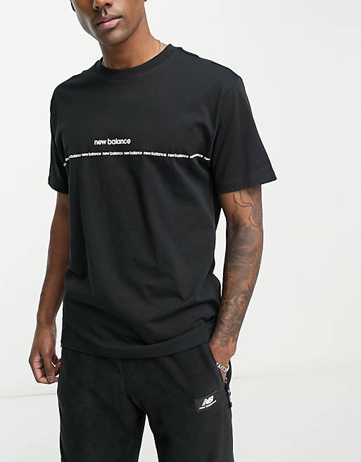 New Balance linear logo T-shirt in black | ASOS