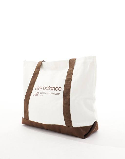 New Balance Linear logo tote bag in canvas and brown | ASOS