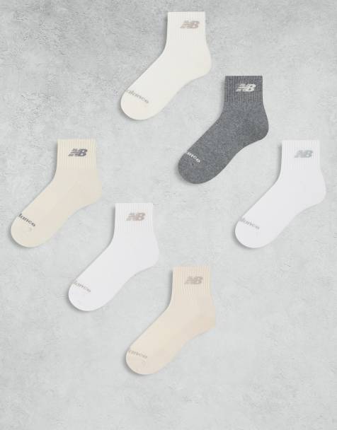 New Balance logo 6 pack ankle socks in neutrals - view 1