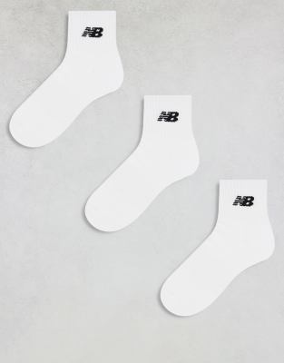 New Balance New Balance logo ankle sock 3 pack in white