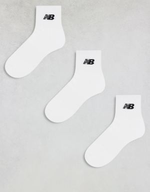 New Balance logo ankle sock 3 pack in white