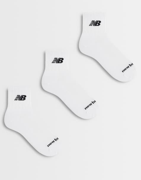 New Balance logo ankle sock 3 pack in white - view 1