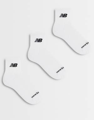 New Balance logo ankle sock 3 pack in white