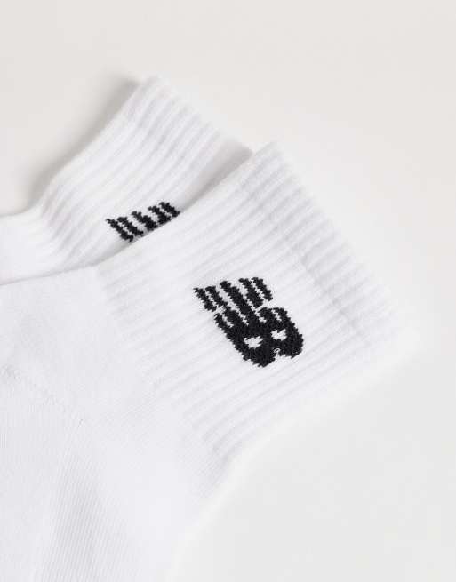 New Balance logo ankle sock 3 pack in white, 2 of 3