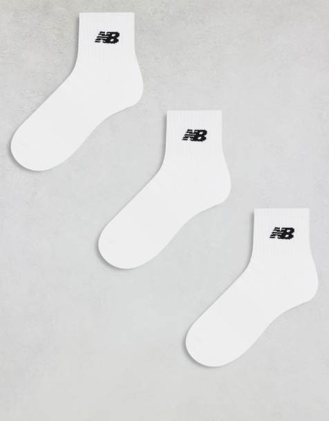 New Balance logo ankle socks 3 pack in white - view 1