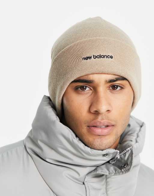 New Balance logo beanie in beige
