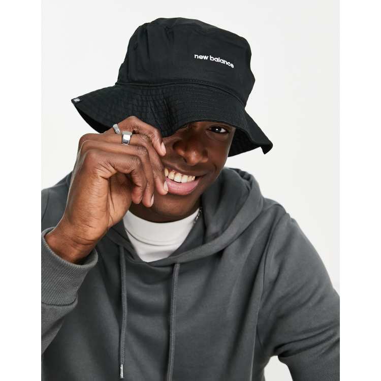 New Balance logo bucket hat in black | ASOS