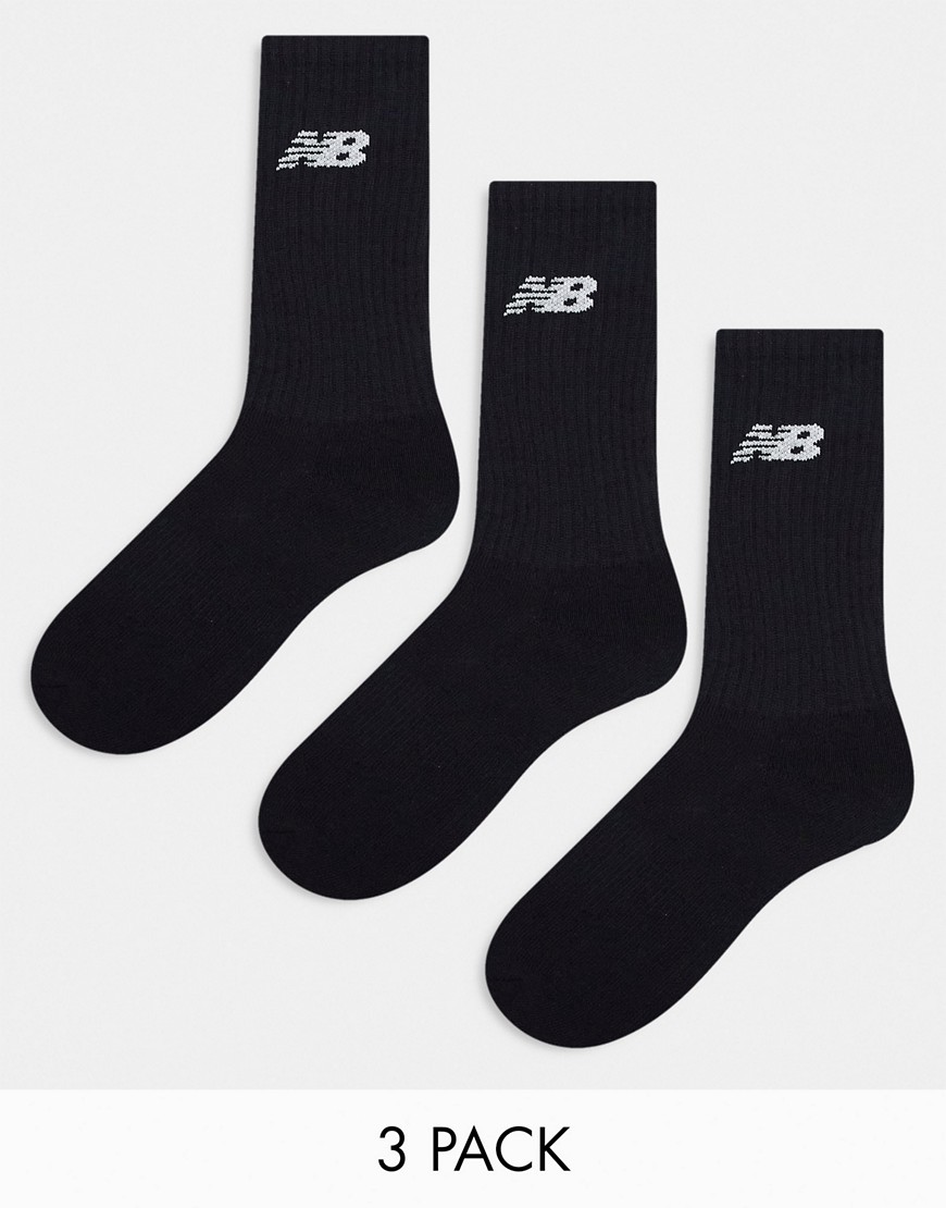 New Balance logo crew socks 3 pack in black