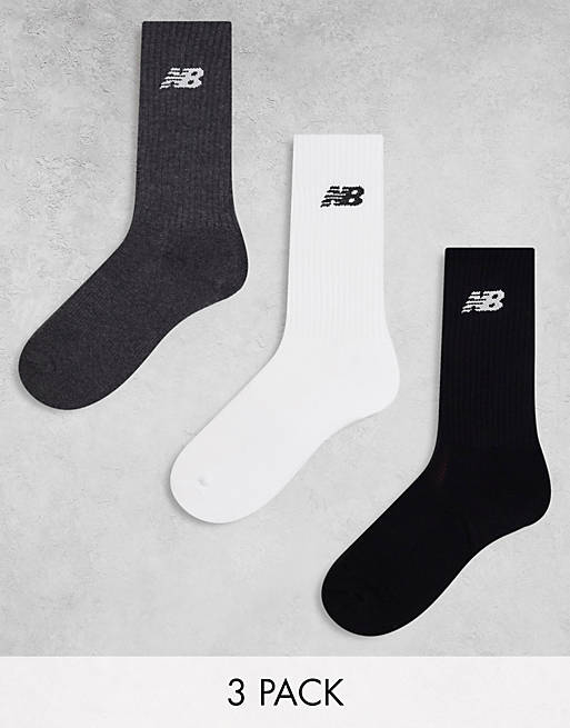 New Balance logo crew socks 3 pack in multi | ASOS