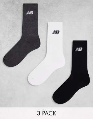 New Balance logo crew socks 3 pack in multi