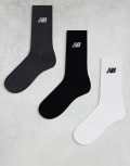 [New Balance] New Balance logo crew socks 3 pack in multi L MULTI