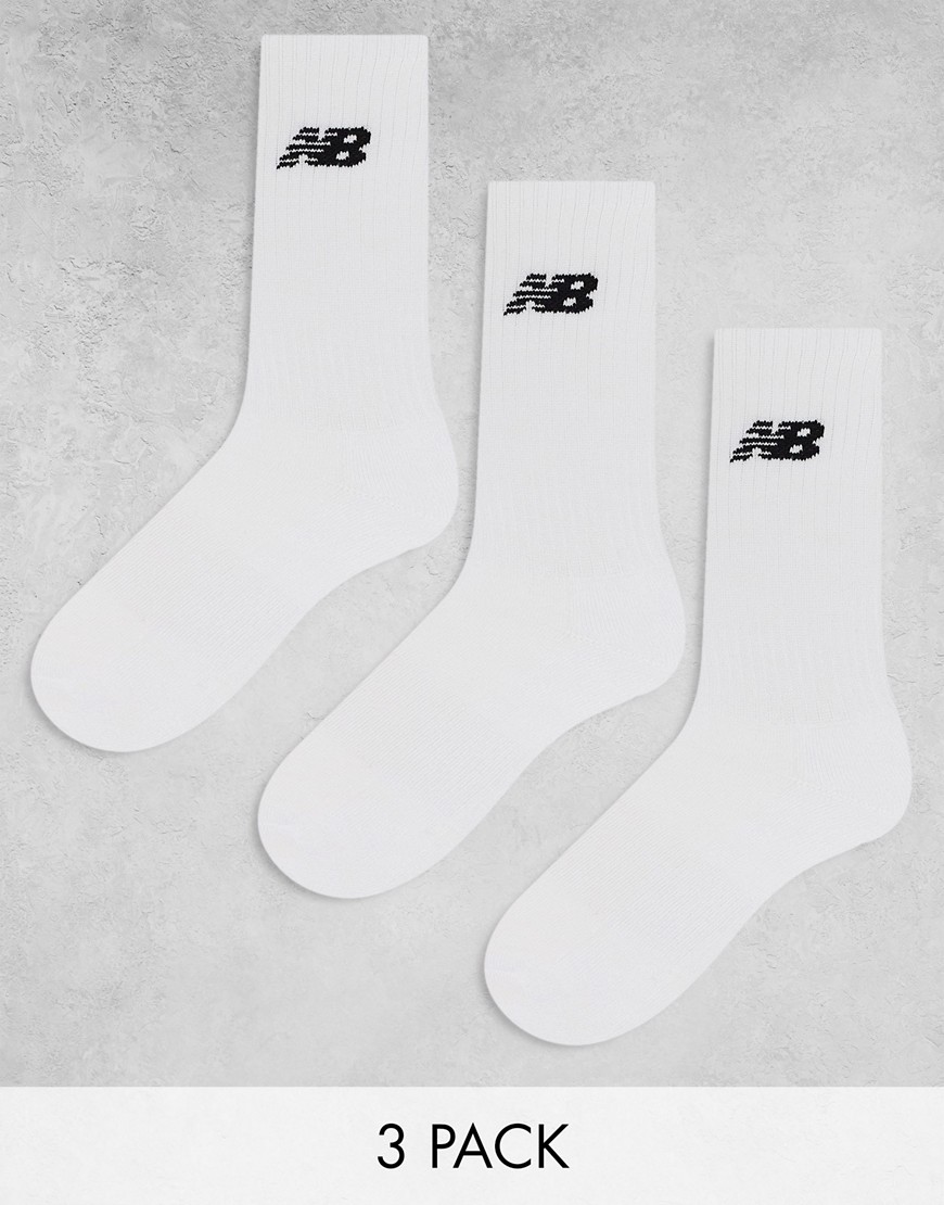 New Balance logo crew socks 3 pack in white