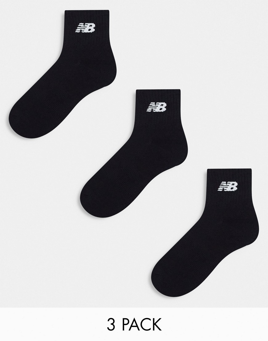 New Balance logo mid sock 3 pack in black