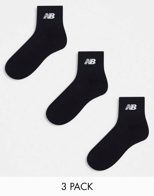 New Balance logo mid sock 3 pack in black | ASOS