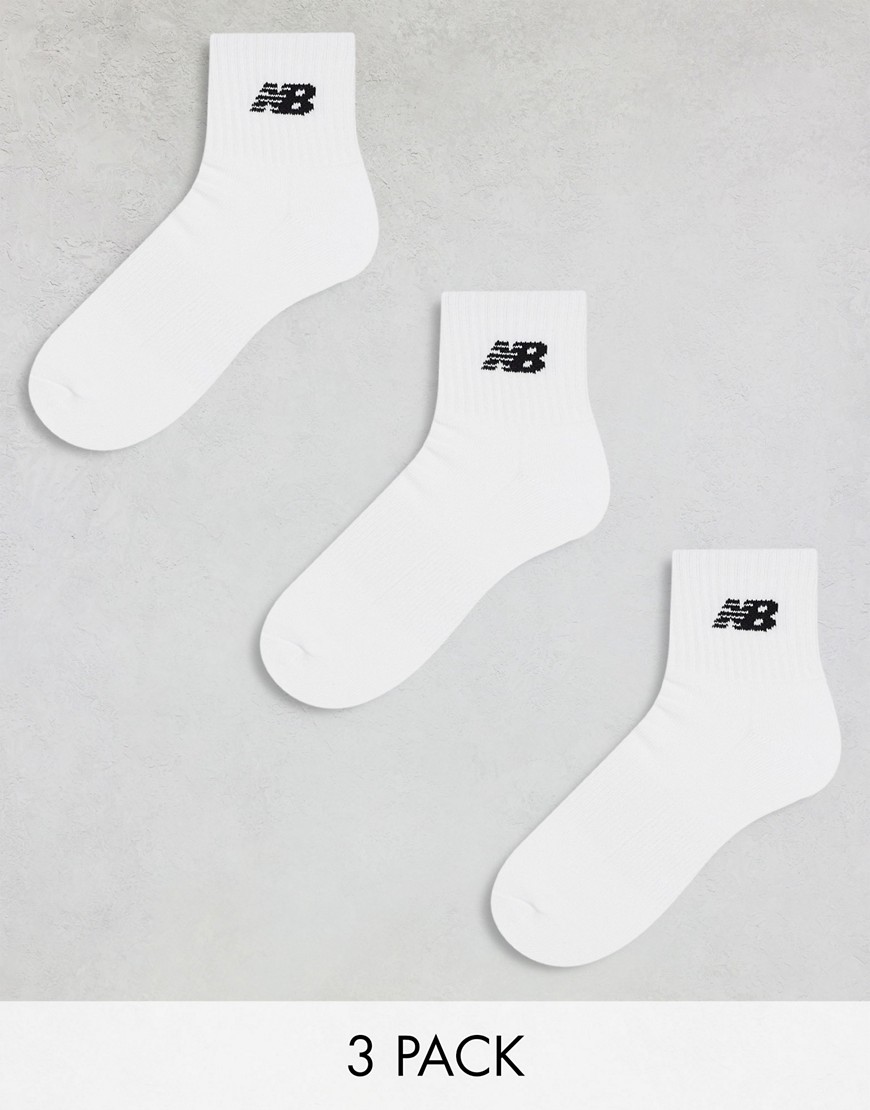 New Balance logo mid sock 3 pack in white