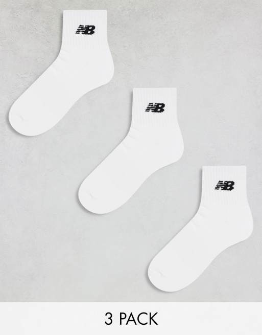 New Balance logo mid socks 3 pack in white | ASOS