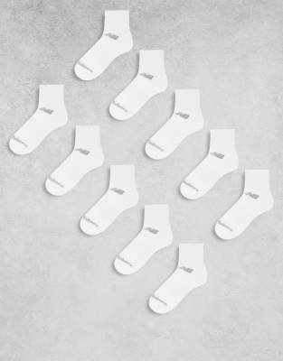 New Balance - Lot de 10 paires de chaussettes de sport - Blanc