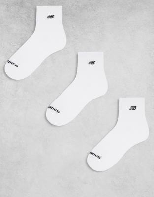 New Balance - Lot de 3 paires de chaussettes à broderie logo - Blanc | ASOS