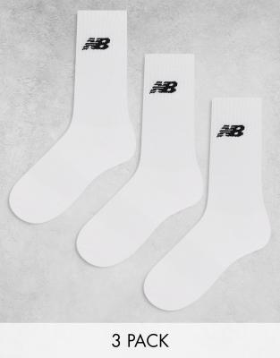 New Balance - Lot de 3 paires de chaussettes à logo - Blanc