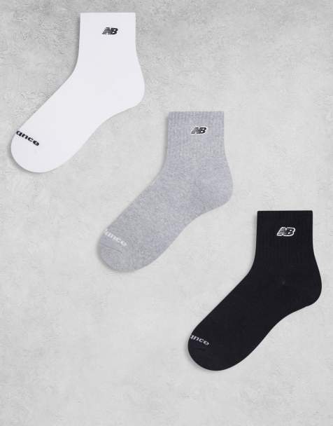 New Balance - Lot de 3 paires de chaussettes avec écusson logo - Noir, gris et blanc - view 1