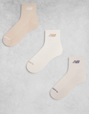 New Balance - Lot de 3 paires de chaussettes courtes - Neutre clair