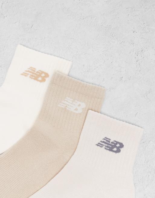 New Balance - Lot de 3 paires de chaussettes courtes - Neutre clair