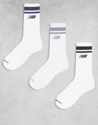 New Balance - Lot de 3 paires de chaussettes de course mi-mollet - Blanc