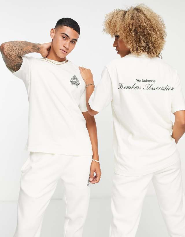 New Balance Members Club unisex t-shirt in off-white