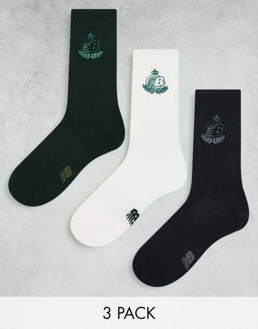 New Balance – Members' Club – Zestaw 3 par skarpetek w kolorach zielonym, czarnym i białym