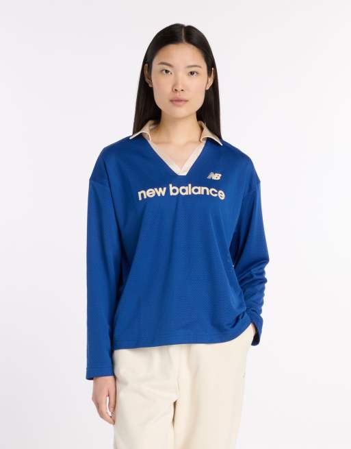 New Balance Mesh jersey long sleeve in galaxy blue