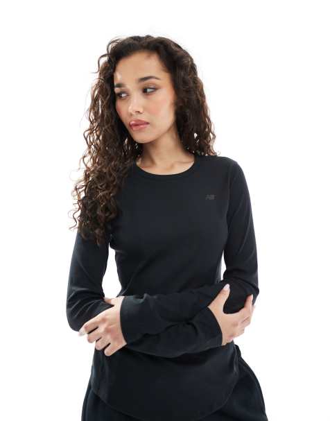 New Balance Micro-rib long sleeve in black - view 1
