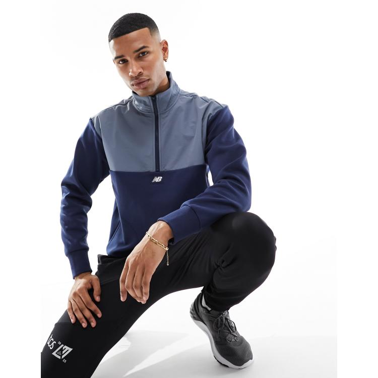 New Balance Nb athletics tech fleece half zip in blue