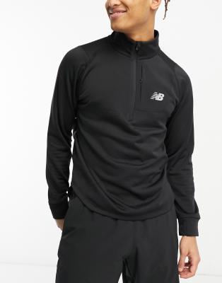 New Balance NB Heat Grid long sleeve half zip sweatshirt in black