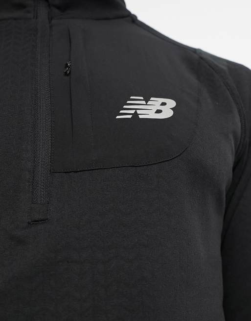 New Balance - NB Heat Grid - Sweat à manches longues et col zippé - Noir, 2 de 4