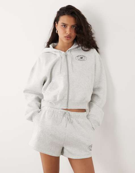 New Balance neu interpretierte Fleecejacke mit durchgehendem Reißverschluss in Grau - view 1